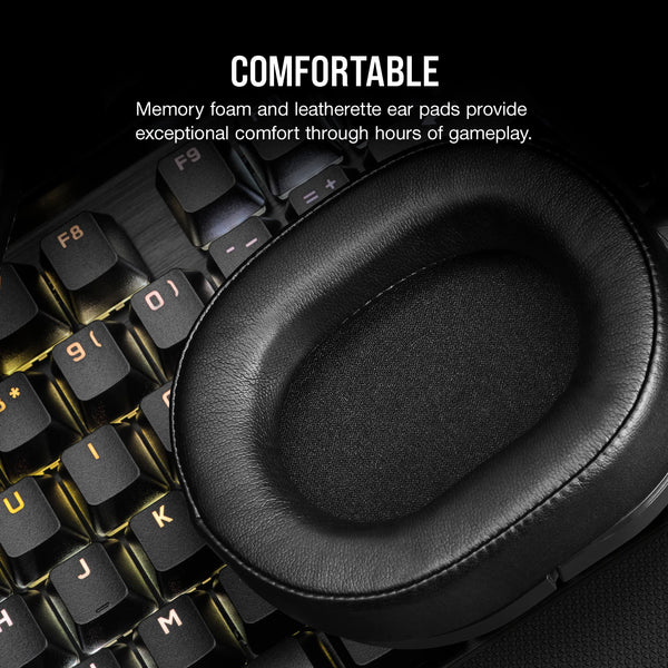 CORSAIR HS55 SURROUND Lightweight Multiplatform Wired Gaming Headset – Dolby 7.1 Surround Sound – iCUE Compatible – PC, Mac, PS5, PS4, Xbox, Nintendo Switch, Mobile – Carbon