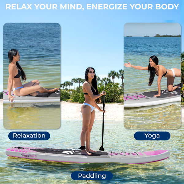 SereneLife Inflatable Stand Up Paddle Board, SUP Board- Paddleboards for Adults & Youth, Surfing Board Kit, 0.63cm Thick Standup Paddleboarding, Non-Slip Deck, Wide Stance, Surf Control w/Backpack