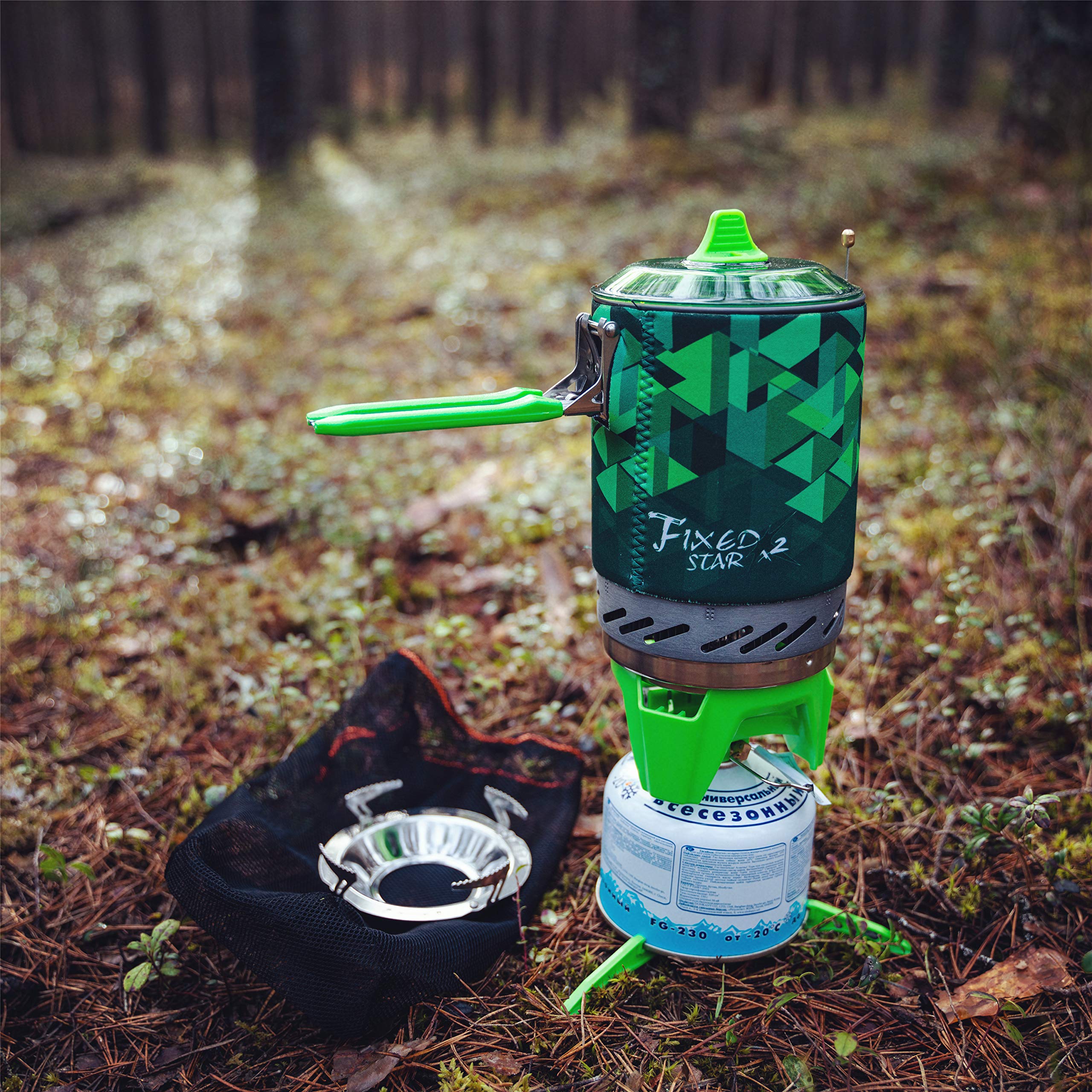 Fire-maple FMS-X2 Personal Cooking System Outdoor Hiking Camping Equipment Oven with Piezo Ignition POT Support & Stand for Outdoor Acitivities- Portable Propane Gas Stove Burner