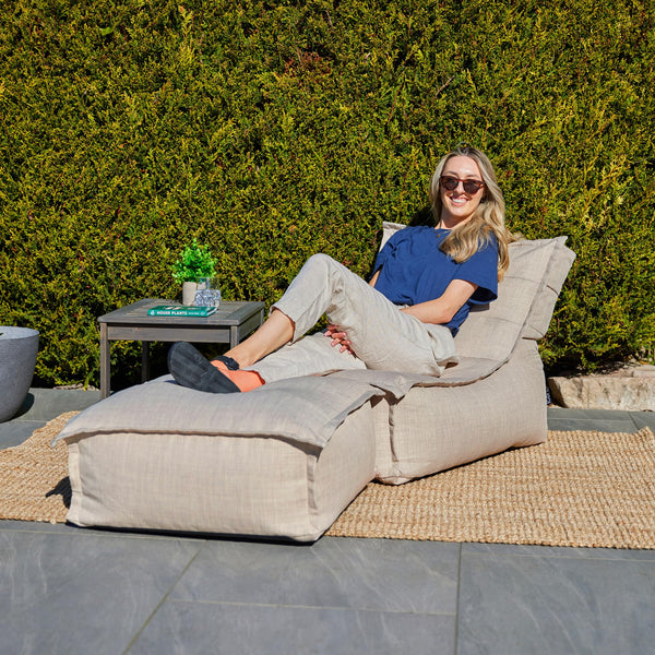 icon Dolce Lounge Bean Bag Chair and Footstool, Grey, Indoor Outdoor Beanbag, Large Adult Bean Bag with Filling Included, Floor Chair, Garden, Living Room Furniture, Bedroom Furniture