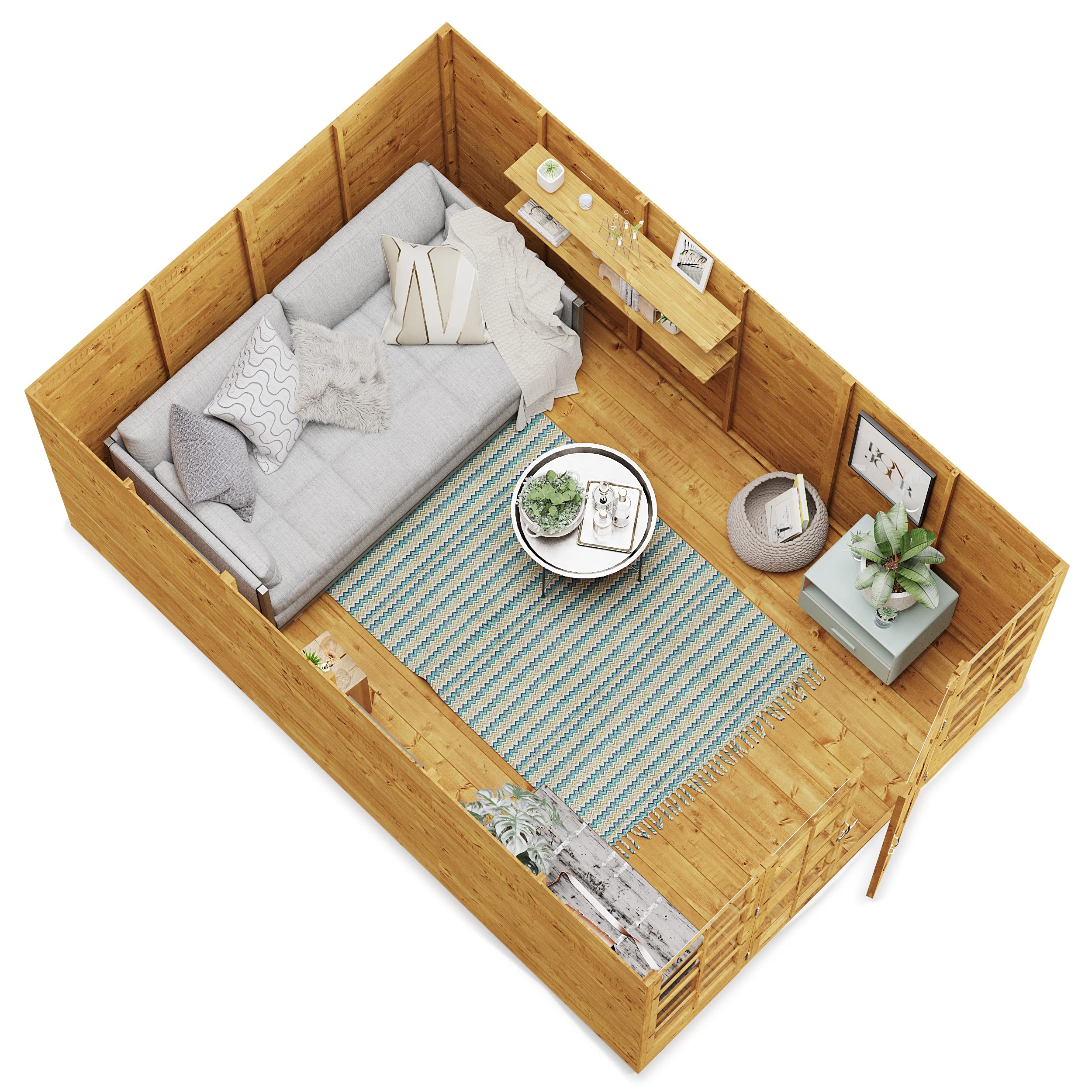 BillyOh Summerhouse Log Cabin 8 x 8 Wooden Garden Storage Shed Summer House Harper Apex Summerhouses (8x8)