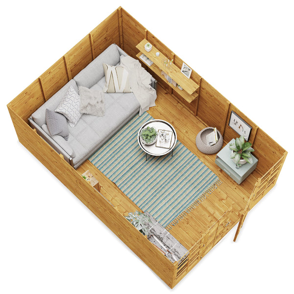 BillyOh Summerhouse Log Cabin 8 x 8 Wooden Garden Storage Shed Summer House Harper Apex Summerhouses (8x8)