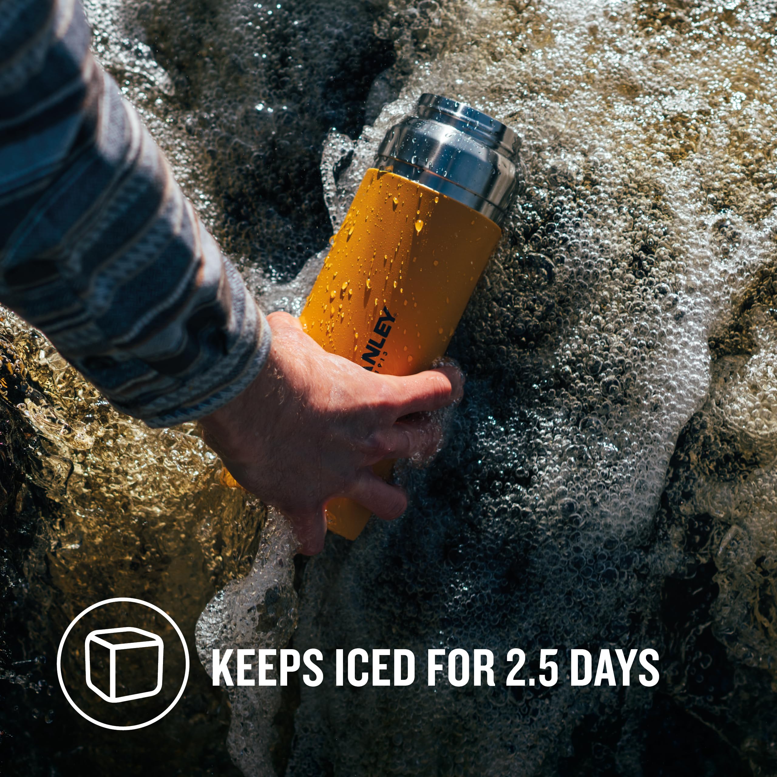 STANLEY Quick Flip Stainless Steel Water Bottle 0.47L - Keeps Cold For 7 Hours - Leakproof - BPA-Free Thermal Flask - Dishwasher Safe - Cup Holder Compatible