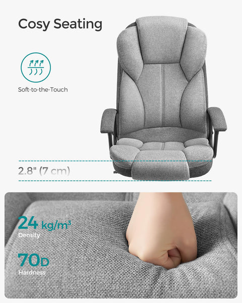 SONGMICS Office Chair, Desk Chair, Gaming Chair with Armrests, Swivel Computer Chair, Executive Office Chair, Adjustable Height, Tilt Function, Home Office, Study, Ink Black OBG57BUKV1