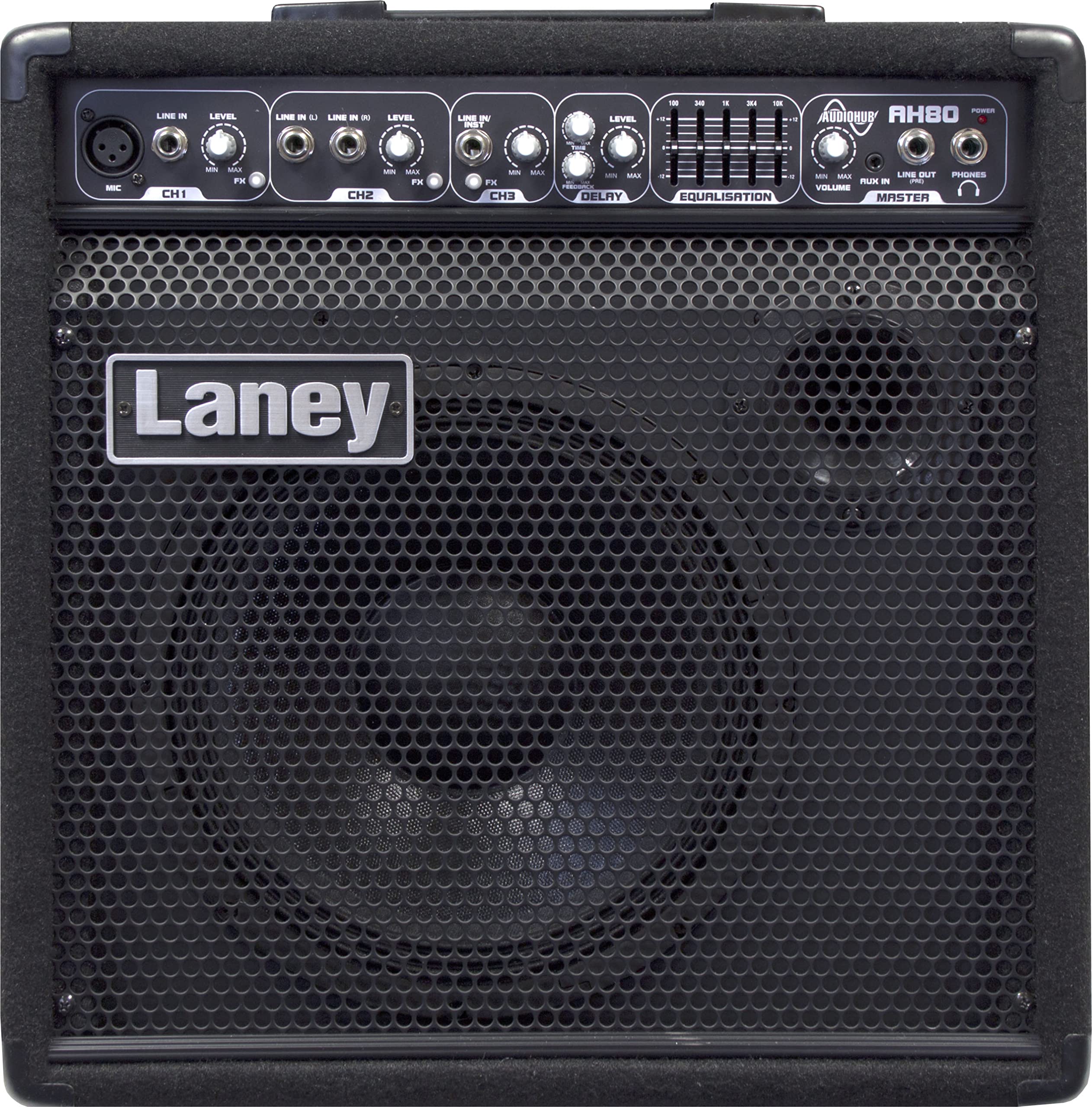 Laney AUDIOHUB Series AH80 - Multi-Input Combo Amp - 80W - 10 inch Woofer plus Horn, Black
