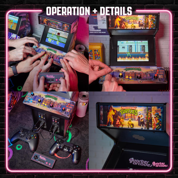 Numskull Quarter Arcades Teenage Mutant Ninja Turtles Collector's Edition Mini Arcade - 1/4 Scale Authentic Wooden Replica, Original ROM, Rechargeable Battery & 3W Speakers for Retro Enthusiasts