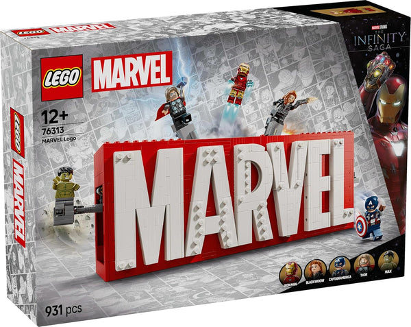 LEGO Marvel: MARVEL Logo & Minifigures - Super-Hero Building Toy with 5 Characters incl. Iron Man, Thor, Black Widow & Hulk - Avengers Gift for 12+ Year Old Boys, Girls & Teens 76313