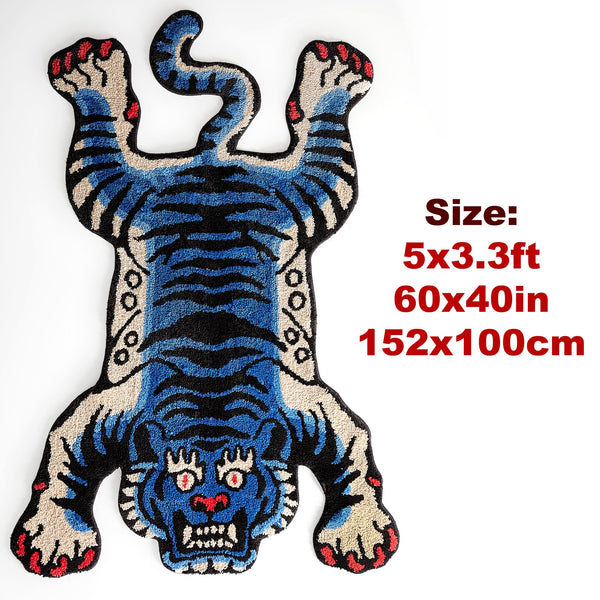 5x3.3ft Tibetan Tiger Area Rug Tufted High Pile XLarge Indoor Machine Washable Carpet with Nonslip TPR Backing - Bedroom, Bathroom, Living & Dining