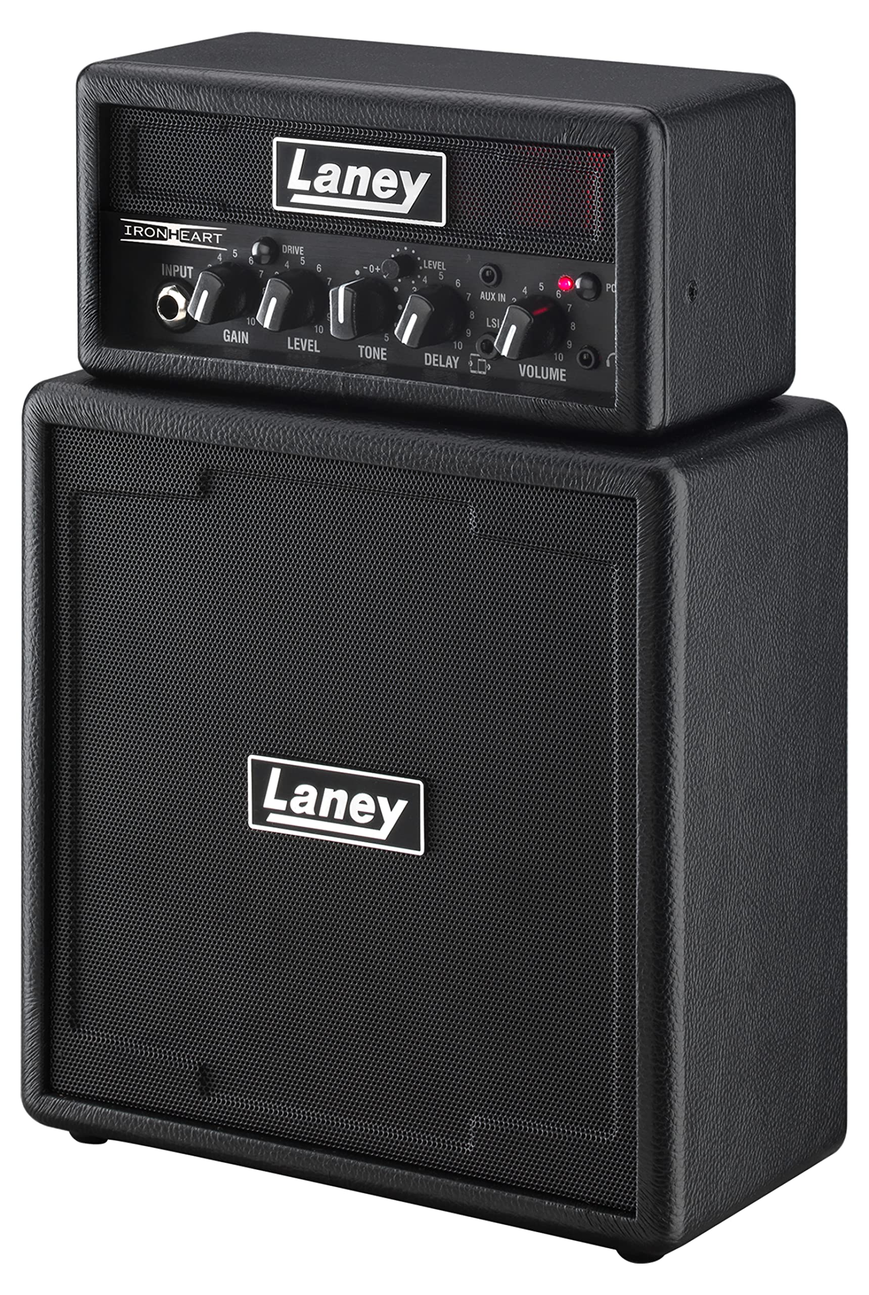 Laney MINISTACK-IRON Battery Powered Guitar Amp – Compact 6W Mini Stack with 4 Speakers, Clean/Drive, Delay, LSI Smartphone Input, AUX In, Headphone Out & Free Ultimate Guitar Subscription - Ironheart