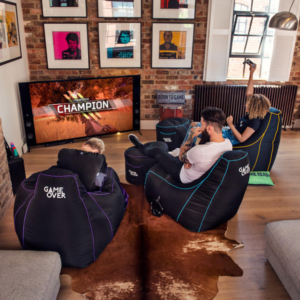 Game Over Lich Blade Video Gaming Bean Bag Chair | Indoor Living Room | Side Pockets for Controllers | Headset Holder | Ergonomic Design for the Dedicated Gamer