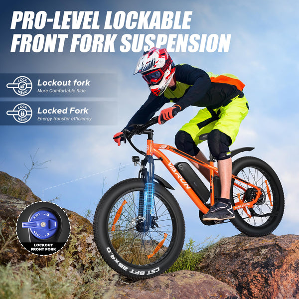 VARUN Electric Bike, 26 inch 4.0 Fat Tire Electric Mountain Bike with 48V18Ah/13Ah Battery, 250W Motor, Large LCD Meter, Aluminium E-fatbike for Adults, Range 100-150KM