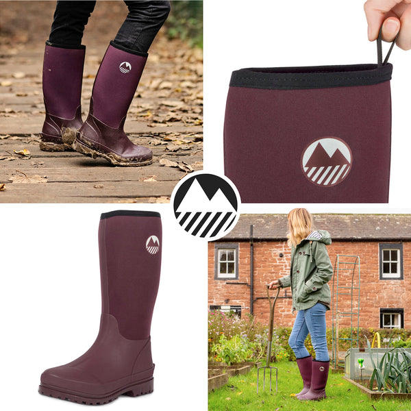 Lakeland Active Women's Rydal Neoprene Insulated Rubber Mucker & Yard Wellington Boots Warm Lined Fully Knee High Waterproof Wellies in Black, Moss Green, Navy Blue & Plum