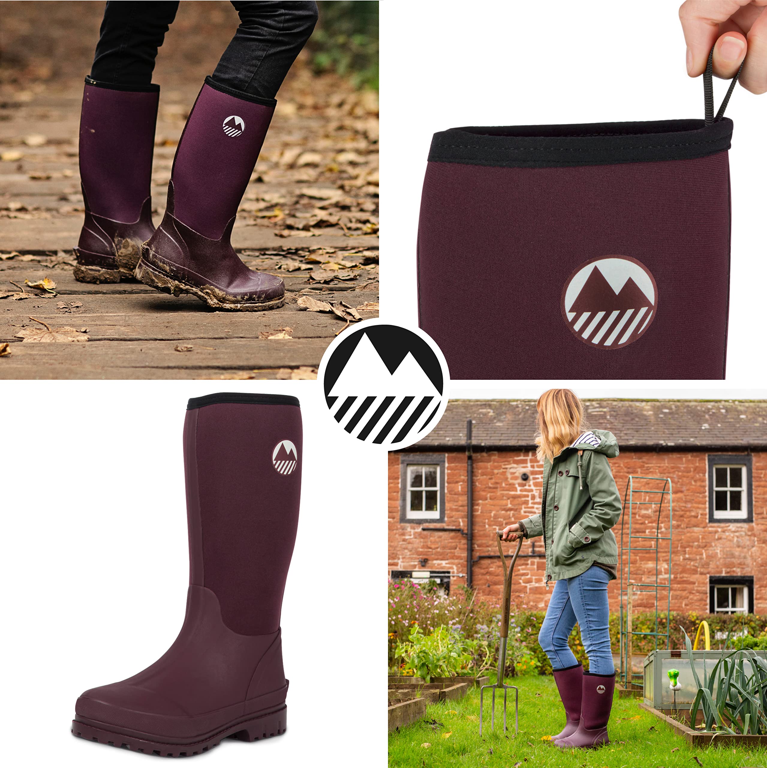 Lakeland Active Women's Rydal Neoprene Insulated Rubber Mucker & Yard Wellington Boots Warm Lined Fully Knee High Waterproof Wellies in Black, Moss Green, Navy Blue & Plum