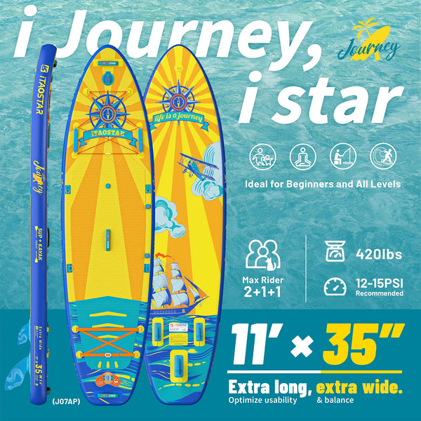 iTAOSTAR Journey 11'6" / 11'×34" / 11'×35" Extra Wide Paddle Board, One-Stop Premium SUP Board Accessories, Tailored Fins, Stable Inflatable Stand Up Paddle Boards for Youth/Adults of All Skill Levels