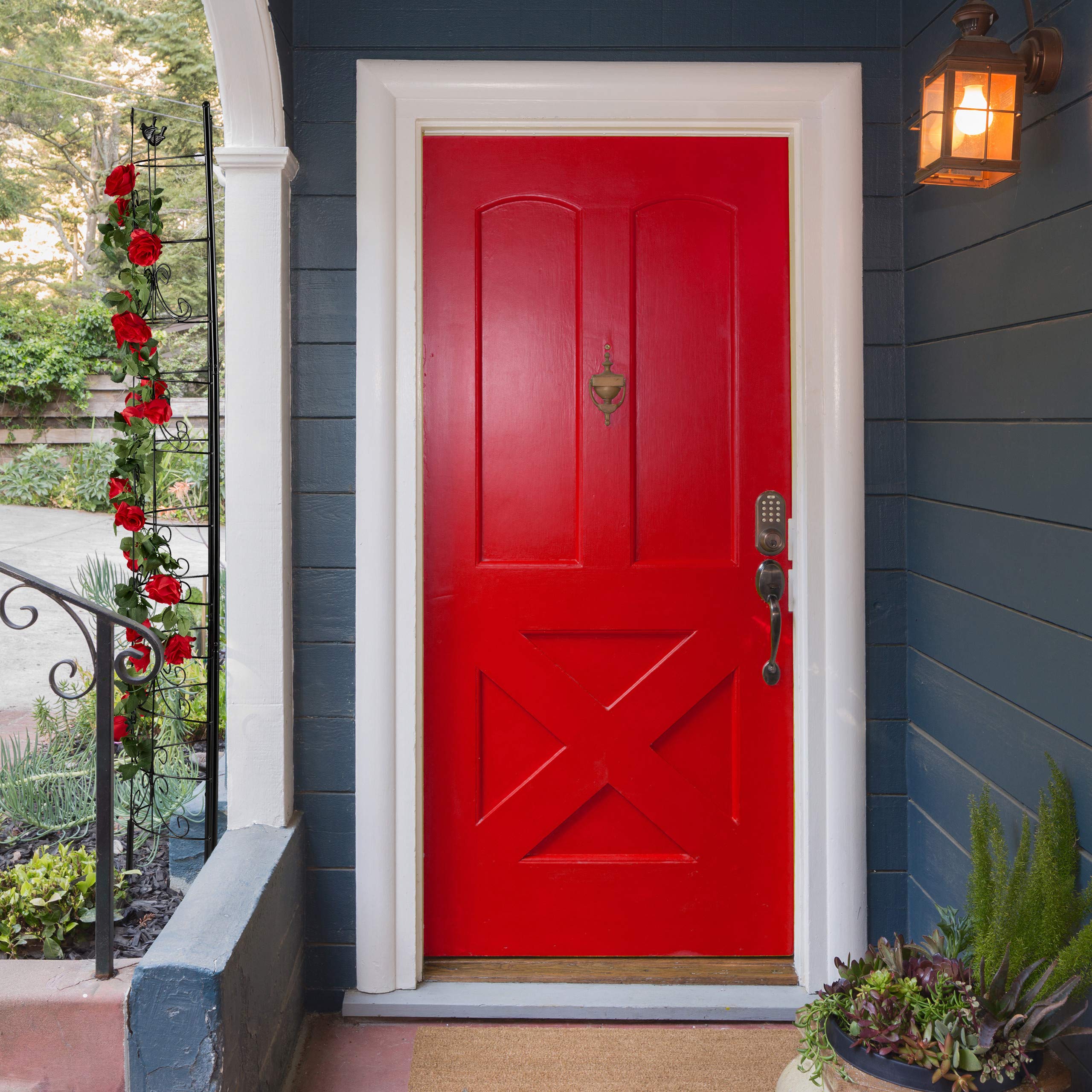 Relaxdays metal trellis, climbing plants growing frame, 180 cm high, decorative design, free-standing, black