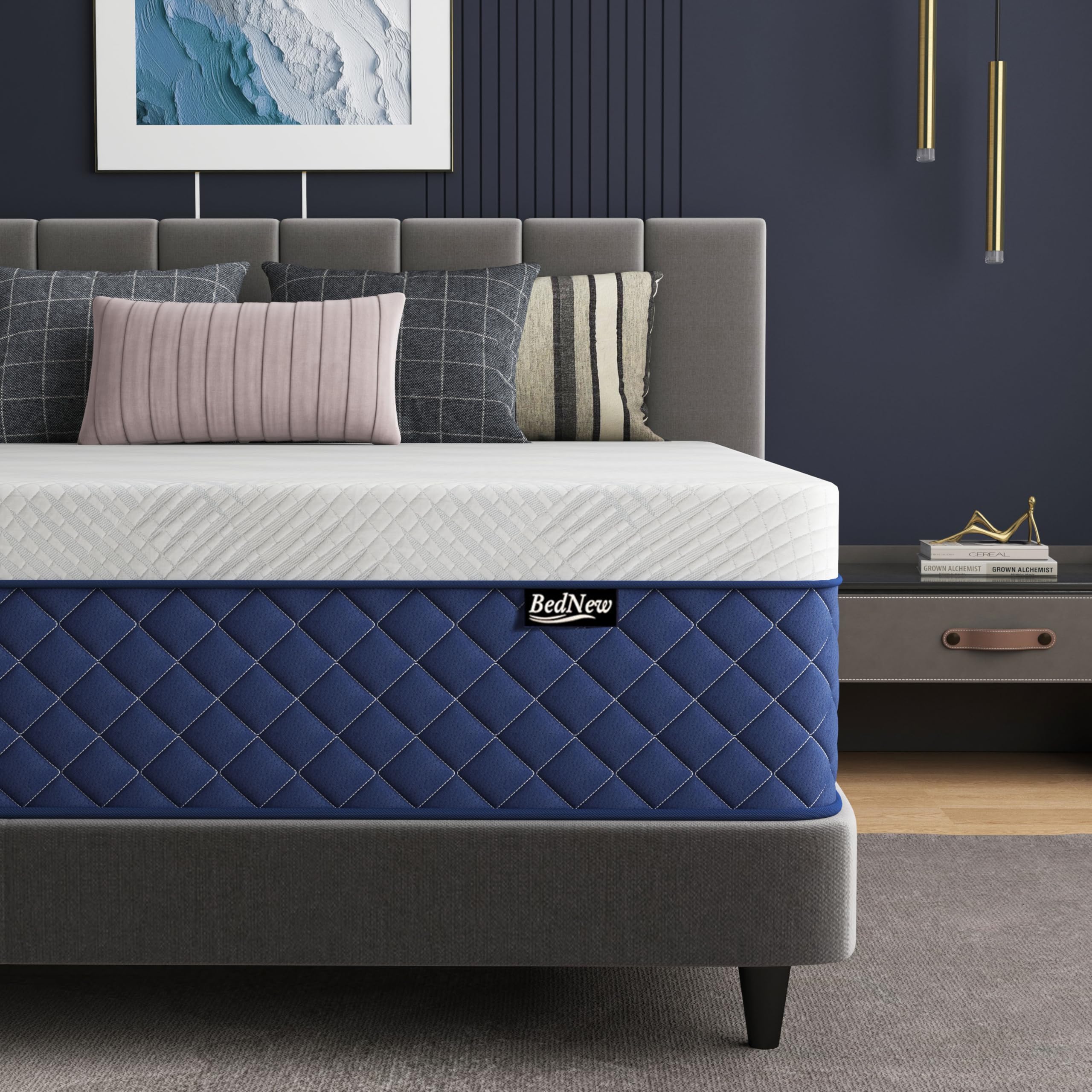 Bednew Double Mattresses 34cm, 13.4 Inch Innerspring Hybrid Mattress Double 4FT6 with Breathable Foam and Pocket Spring For Cool Comfort Sleep, Medium Firm Mattress(135x190x34cm)