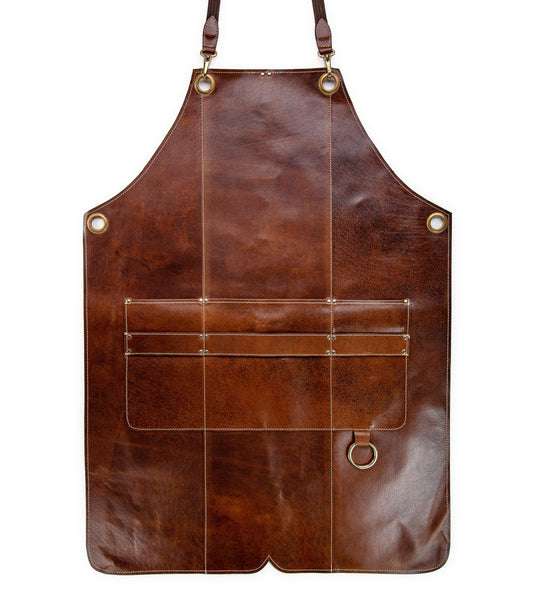 Angus Stoke Premium Leather apron Bob - 100% leather grill apron - vintage leather apron BBQ & kitchen (L-XL)
