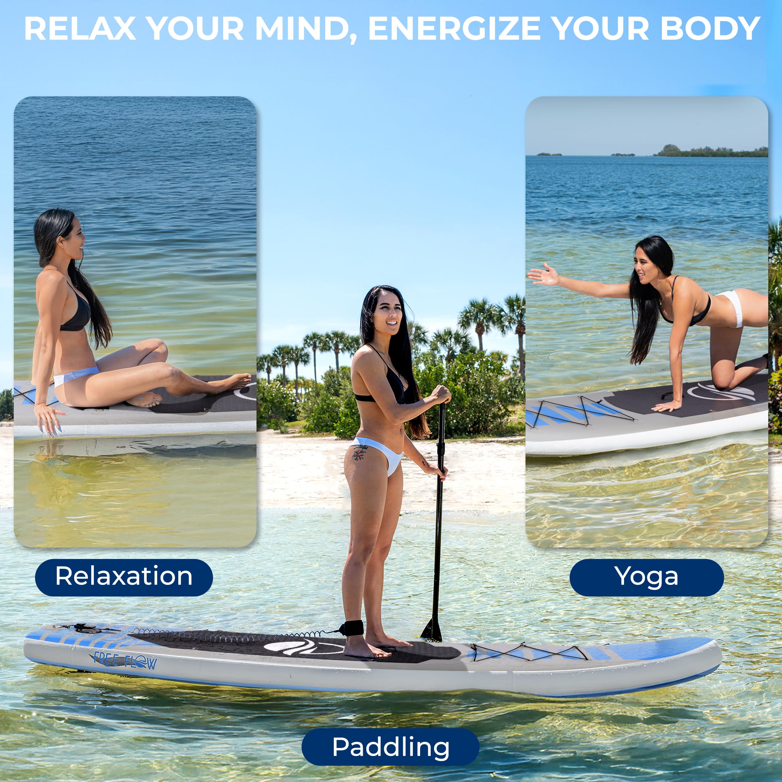 SereneLife Inflatable Stand Up Paddle Board, SUP Board- Paddleboards for Adults & Youth, Surfing Board Kit, 0.63cm Thick Standup Paddleboarding, Non-Slip Deck, Wide Stance, Surf Control w/Backpack