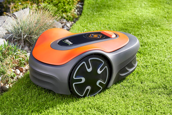 Flymo EasiLife 250 GO Robotic Lawn Mower - Cuts Up to 250 sq m, Ultra Quiet Mowing, Manicured Lawn, Bluetooth Application Control, Safety Sensors, Hose Washable, Lifestyle Functions, Orange and Grey