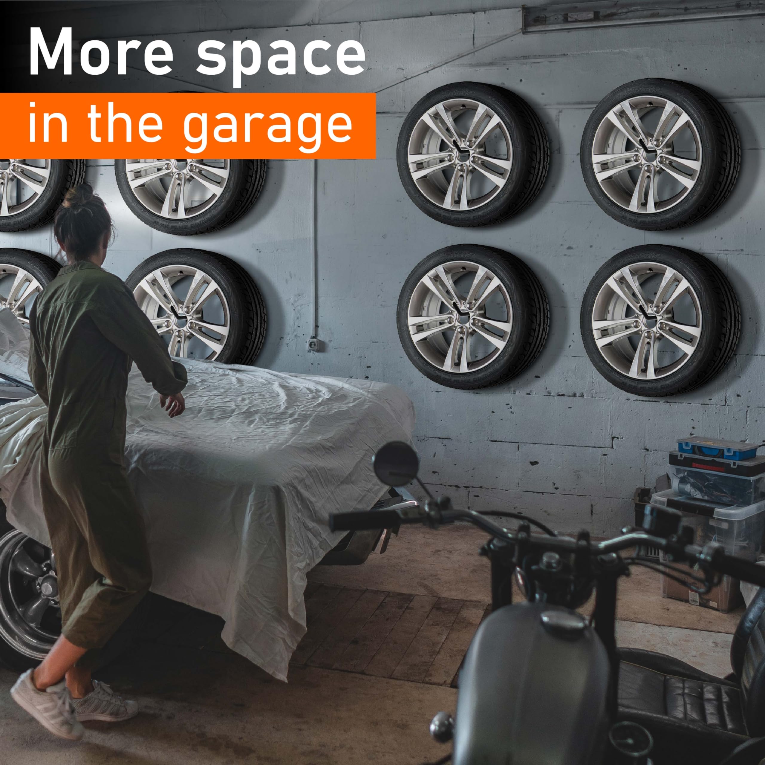 Upgrade4cars Tyre Wall Hooks for 8 Rims | Car Tire Holder Set with Screws | Tyres Storage Hanger Rack