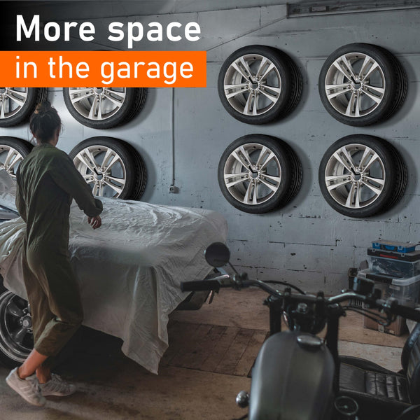 Upgrade4cars Tyre Wall Hooks for 8 Rims | Car Tire Holder Set with Screws | Tyres Storage Hanger Rack