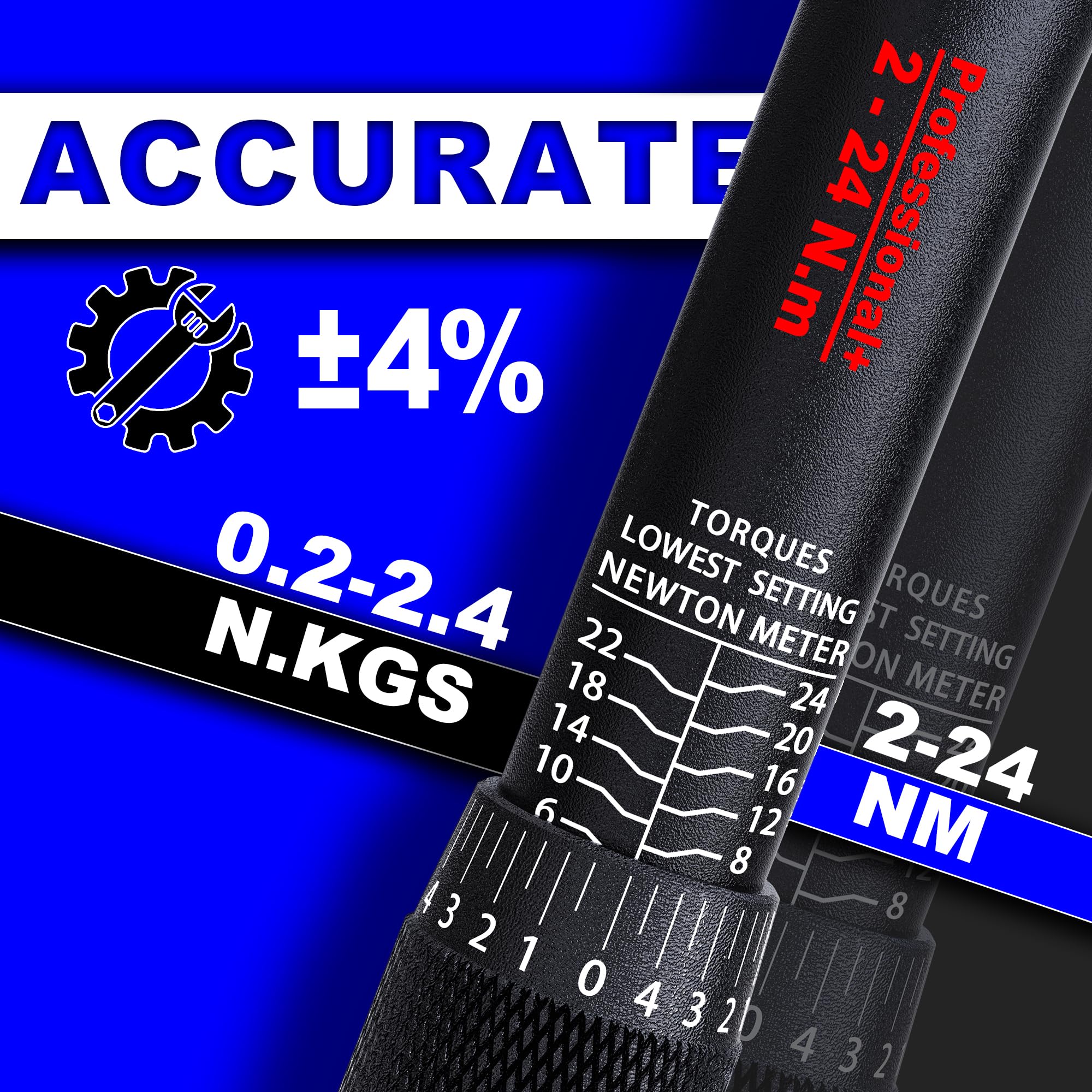 1/2" Torque Wrench Set, Car Wheel Torque Spanner 20-230 Nm with 3/8'' Adapter, ± 3% Accuracy, 72 Tooth for Car Repair, Tire Replacement Etc