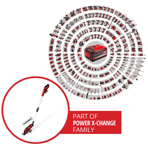 Einhell Power X-Change 18V Cordless Electric Shears With Telescopic Handle - Easy Change 2 Blade System For Cutting Grass, Brushes And Shrubs - GE-CG