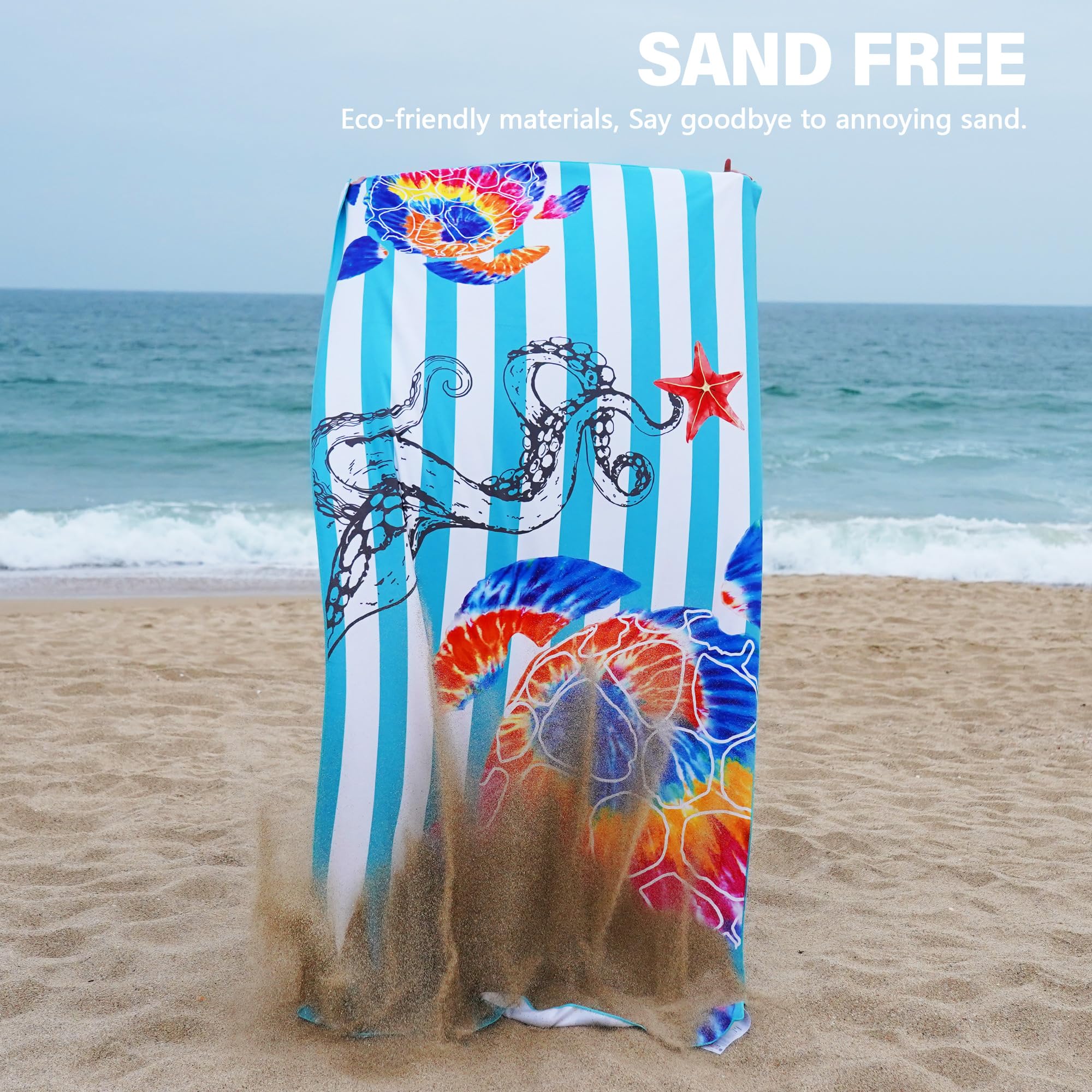 Winthome Beach Towel, Extra Large Microfibre Beach Towel for Adult, Double Sides Sand Free Quick Dry lightweight Travel Swimming Towel(Pink + Green, 90×180cm - 2 pack)