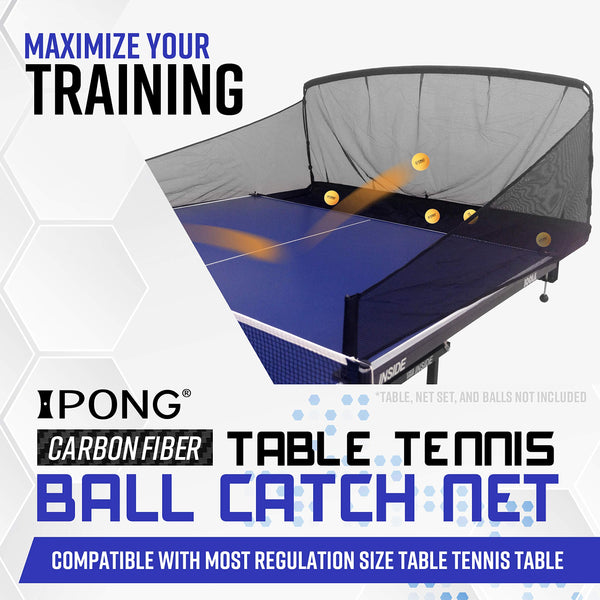 JOOLA iPong Carbon Fiber Table Tennis Ball Catch Net - Practice Net Attaches to Ping Pong Table for Ball Coll, Serve or Multi-Ball Training,Gray/Black
