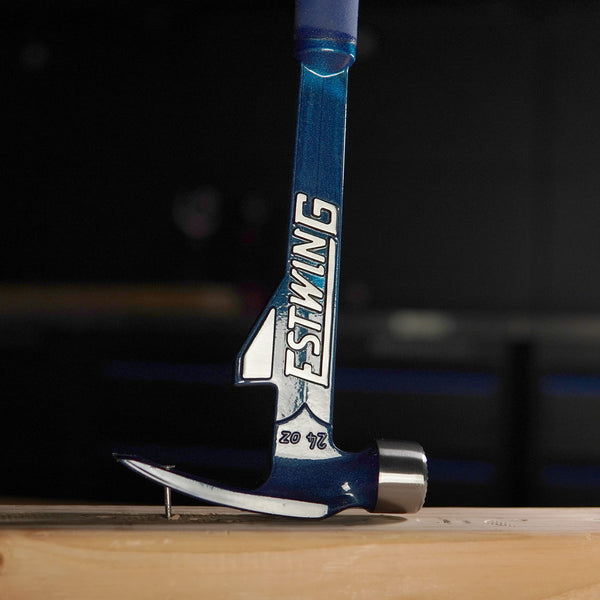 Estwing E6-24TM 24oz 16-inch Milled Face Hammertooth Hammer with Vinyl Shock Reduction Grip, Blue