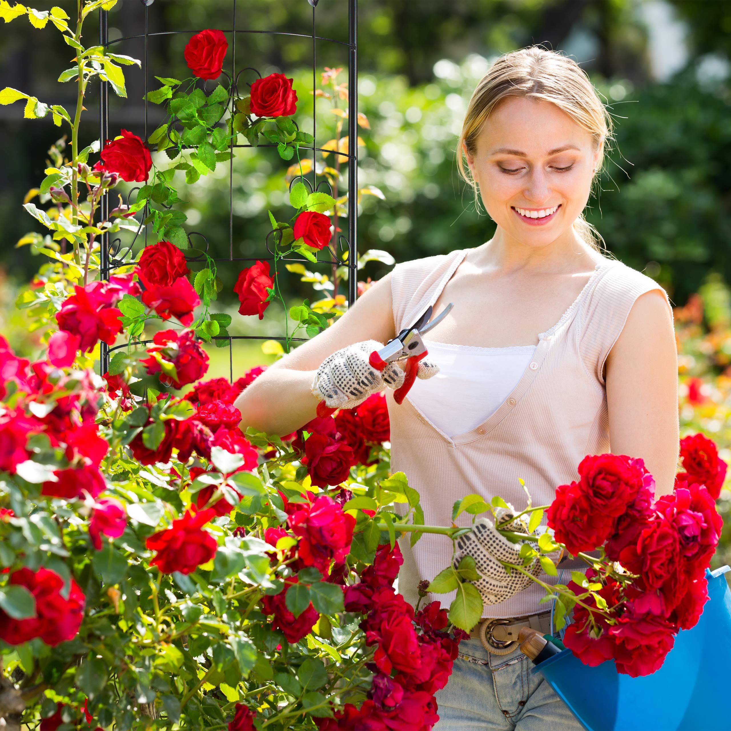 Relaxdays metal trellis, climbing plants growing frame, 180 cm high, decorative design, free-standing, black
