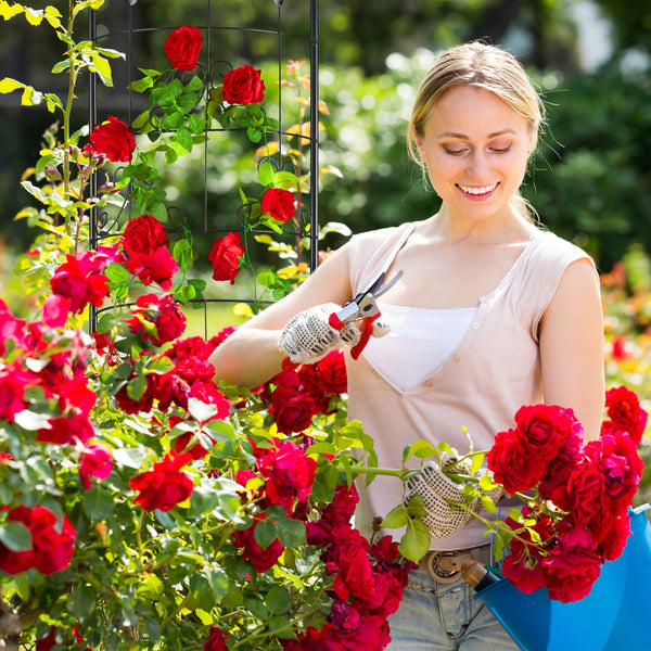 Relaxdays metal trellis, climbing plants growing frame, 180 cm high, decorative design, free-standing, black