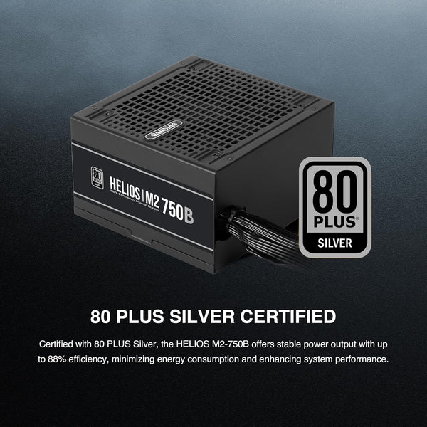 GAMDIAS HELIOS P2-750G Low-Noise ATX PC Power Supply, 80 PLUS Gold Non-Modular Computer PSU, ATX 3.1 & PCIe Gen 5.1 Ready, Native 12VHPWR Cable, Full DC-DC, LLC Resonant Circuit Design, Black
