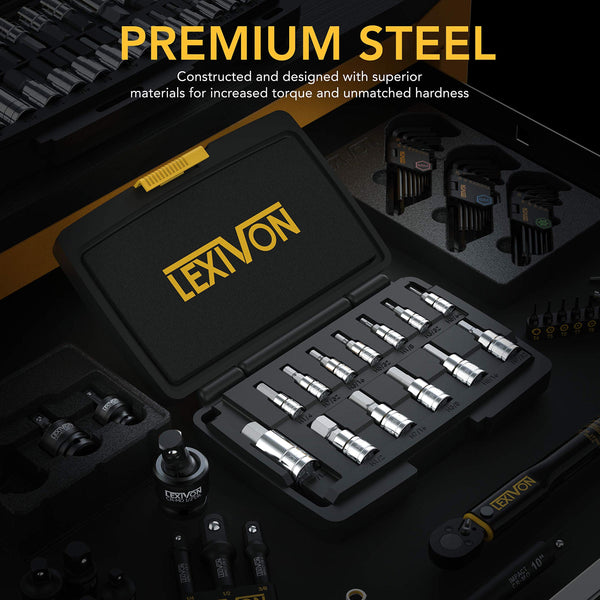 LEXIVON Master HEX Bit Socket Set, Premium S2 Alloy Steel | Complete 32-Piece, SAE and Metric Set | Enhanced Storage Case (LX-144)
