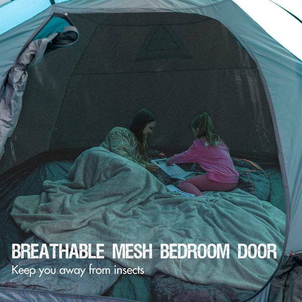 Portal 3-4 Man Tent with Porch, Camping Tent for 3 to 4 Persons with Sewn-in Groundsheet, 4000mm Waterproof Family Tent with Bedroom, Lightweight Dome Tent for Outdoor Garden Backpacking Hiking