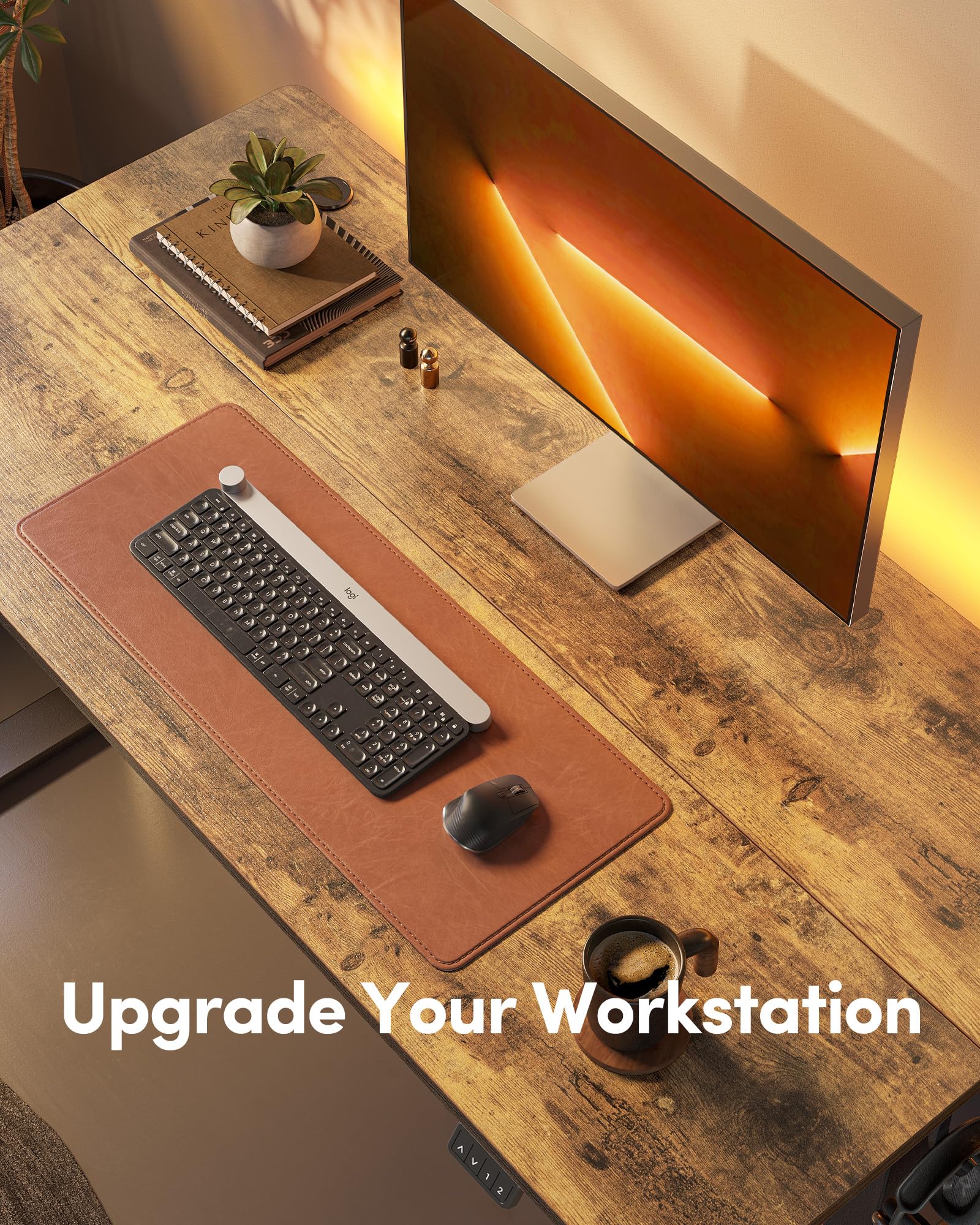 FEZIBO Height Adjustable Electric Standing Desk, 120 * 60 cm Stand up Table, Sit Stand Home Office Desk with Splice Board, White Frame/Maple Top