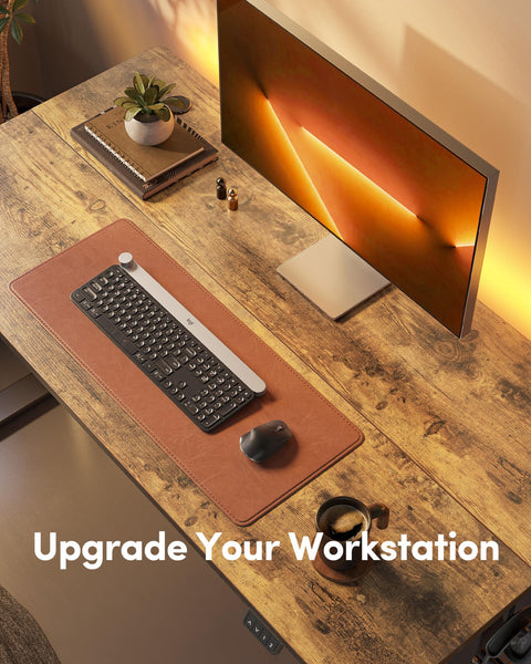 FEZIBO Height Adjustable Electric Standing Desk, 120 * 60 cm Stand up Table, Sit Stand Home Office Desk with Splice Board, White Frame/Maple Top