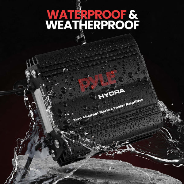 Pyle PLMRMP1B 400W 2 Channel Waterproof Micro Marine Amplifier