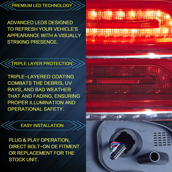 VLAND Rear Lights Fit for 2009-2014 Scirocco 1.4, 2.0, R version, Tail Lights with Dynamic Startup DRL, W/Sequential Turn Signal, Smoked