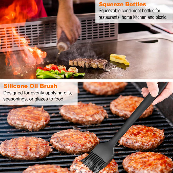 grilljoy Griddle Accessories Kit with Grill Spatula Set and Smash Burger Press, Smash Burger Kit, 28 Stainless Steel Barbecue Accessories for Flat Top
