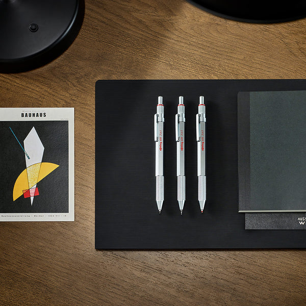 rOtring 600 3-in-1 Multicolour Pen and Mechanical Pencil | Black & Red Ballpoint Pen Tips | 1 Mechanical Pencil Tip (0.5mm) | Silver Barrel