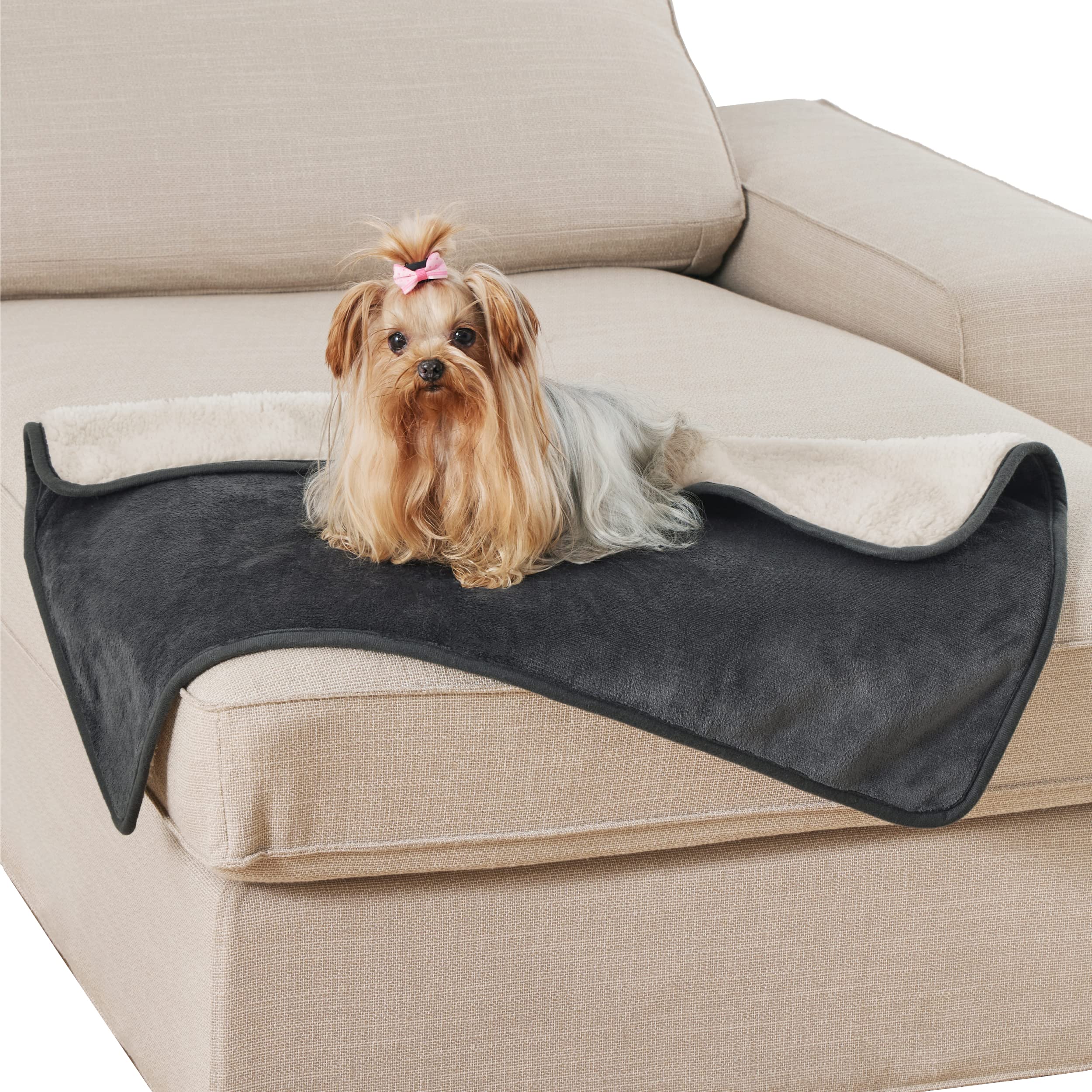 Lesure Waterproof Fleece Blanket Washable - 152x203cm Ultra Soft Grey Dog Blanket Over Sofa Bed Garden, Twin/Double Throw with Soft Plush, Fit All Season