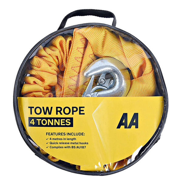 AA 2T 3.5 m Tow Rope AA6189 – Yellow Strap-Style Towing Belt for Car Breakdowns Other Vehicles up to 2 Tonnes
