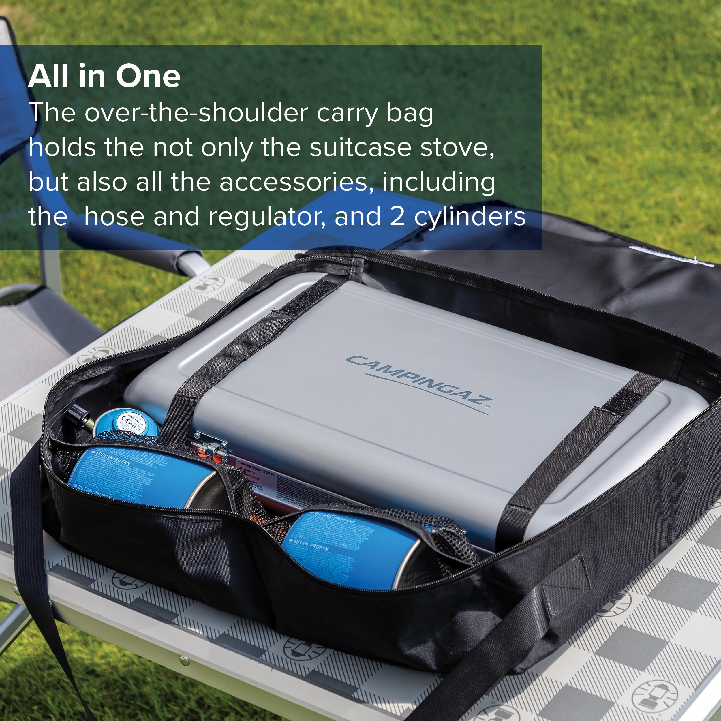 Campingaz Camping Kitchen 2 Camping Stove | 2 x 2000 Watts | 2-Burner Gas Stove with removable pan Supports | portable & compact