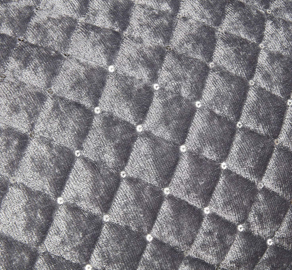 Emma Barclay Glamour - Quilted Sequin Velvet Duvet Set in Silver - Super King Bed