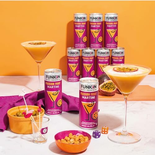 Funkin Passion Fruit Martini Pre-Mixed Cocktail Cans 200 ml (Case of 12) | Premium Ready to Drink Cocktails - Bar Quality Drinks Made with Real Fruit and Nitro Infused