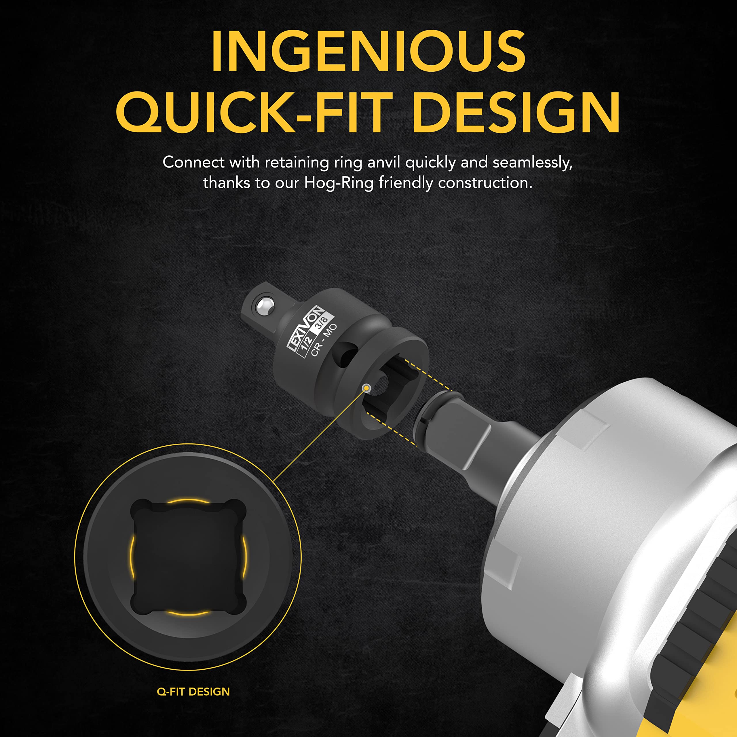 LEXIVON Impact Grade Socket Adapter Set, 3" Extension Bit with Holder | 3-Piece 1/4", 3/8", and 1/2" Drive, Adapt Your Power Drill to High Torque Impact Wrench (LX-101)