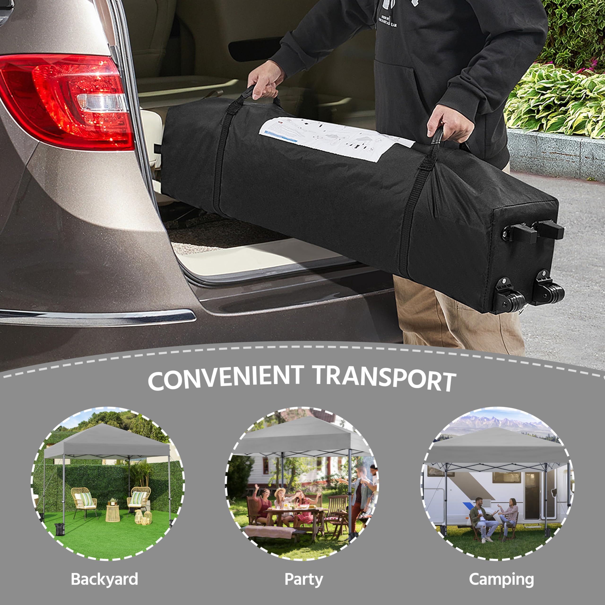 Yaheetech Pop Up Gazebo, 3x3m Easy One Person Setup Instant Shelter, Waterproof Garden Patio Canopy with 4 Sandbags, 4 Ropes & 8 Stakes, Wheeled Bag, Steel Frame, Adjustable Height - Beige