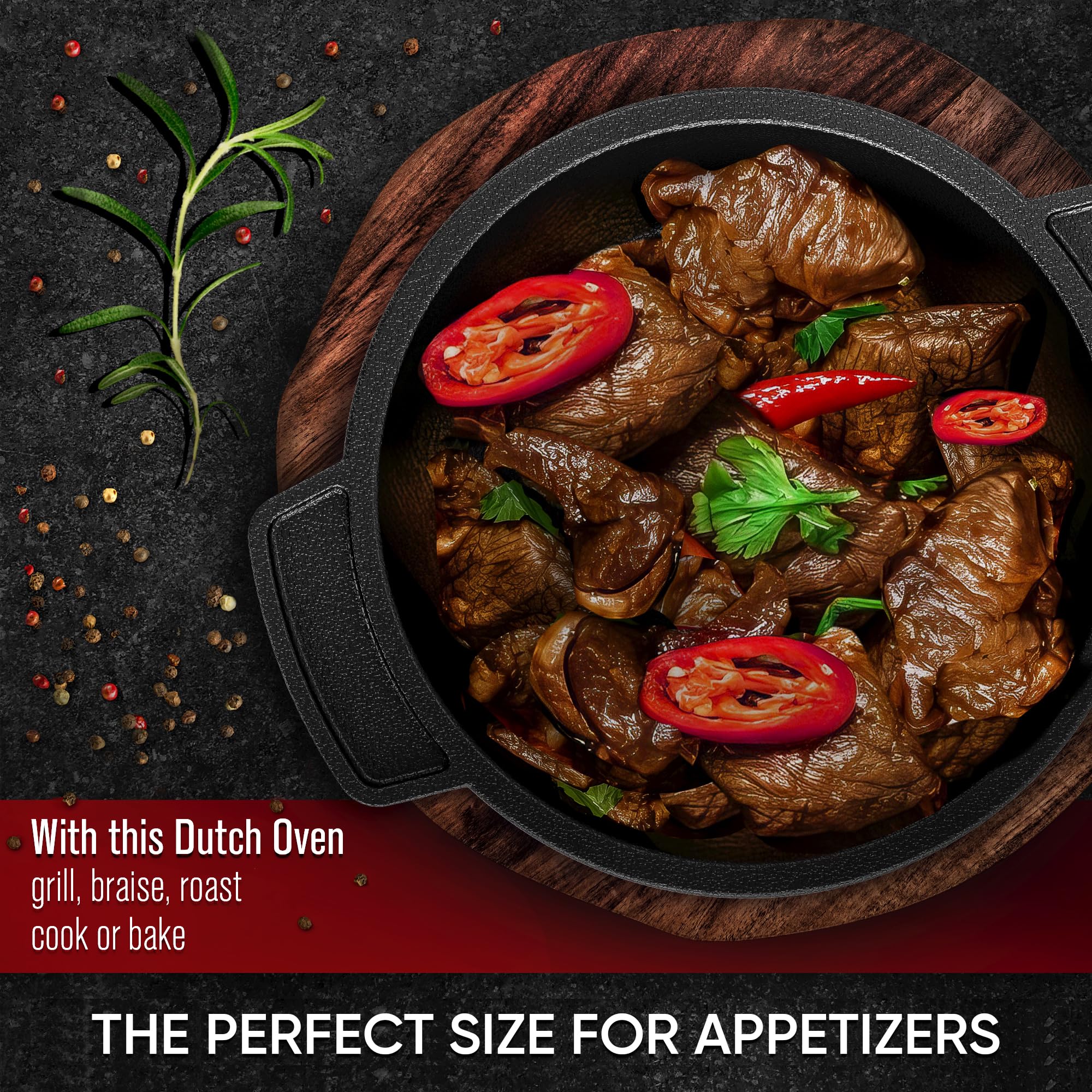 GUSSK?NIG Dutch Oven Set Mini - 4x 300ml Cast Iron Mini Pots with Lids - Pre-Seasoned Mini Dutch Ovens - Cast Iron Mini Cocotte Serving Pans