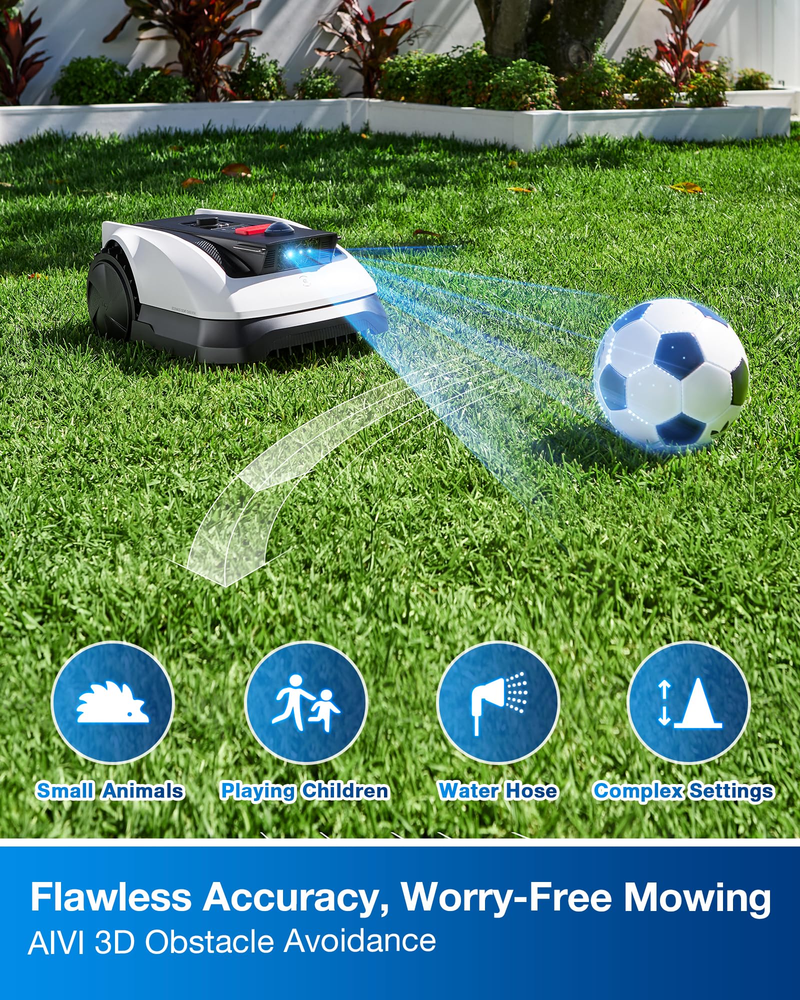 ECOVACS GOAT O800 RTK Robot Lawnmower 800㎡, Wire free, Lidar-Enhanced RTK+Vision Navigation, Pass 0.7m path, Auto Mapping, Customizable Mowing, Edge Presicion Mowing, 45% Slope Climbing
